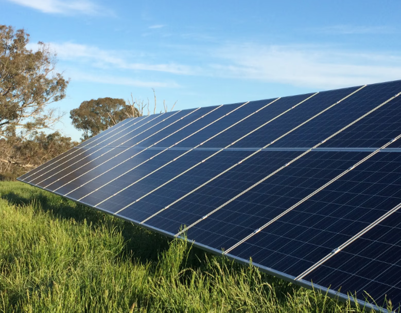 Solar panels in a field